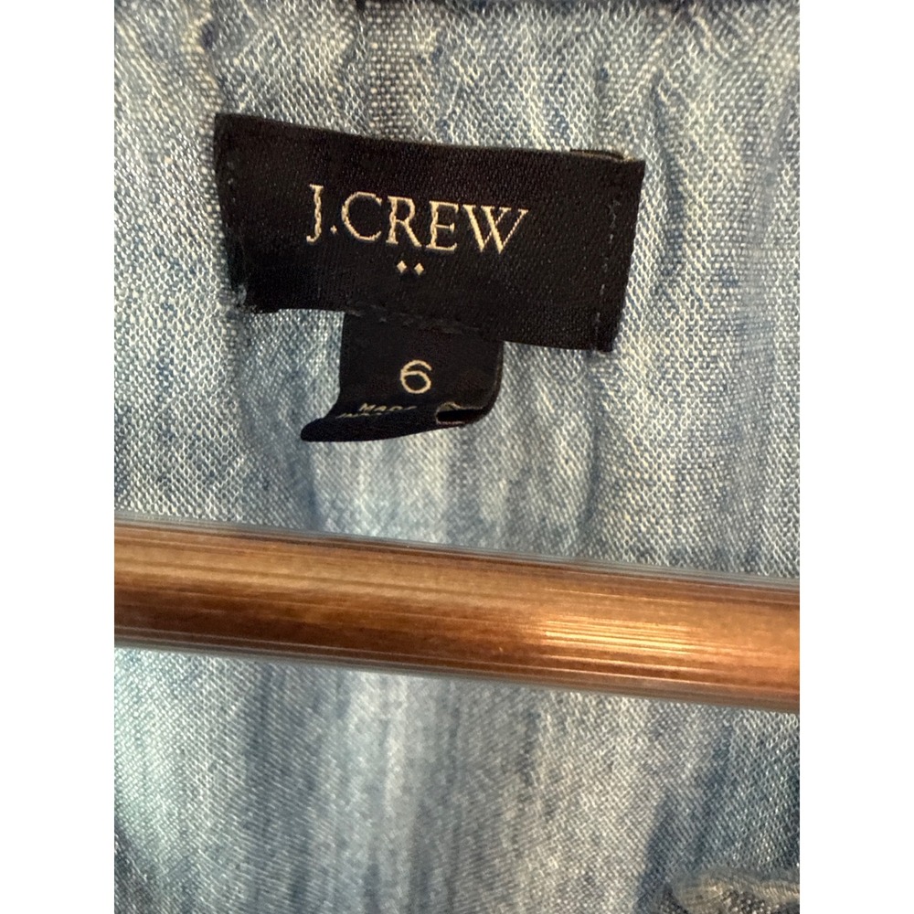 J.Crew Re-Imagined Chambray Tiered Mini Dress Smocked Cuff Prairy/Cottagecore 6 - Picture 4 of 12